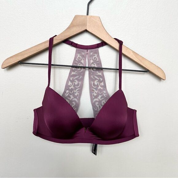 Victoria’s Secret Sexy Illusions Padded Wireless Bra Burgundy Maroon Racerback - Picture 2 of 10